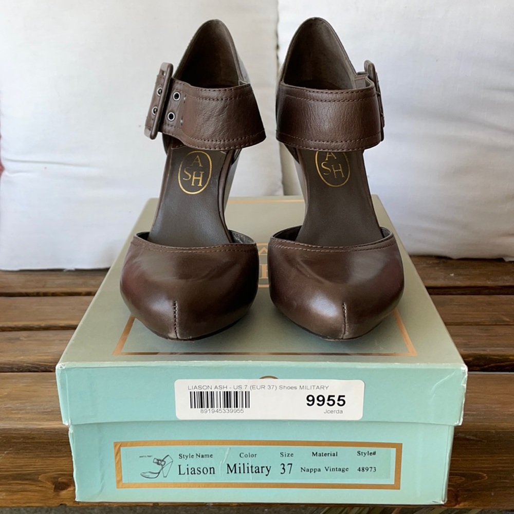 Ash Liason Military Nappa Vintage Sz 7 Wood Heels